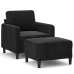 vidaXL Sillón con taburete terciopelo negro 60 cm