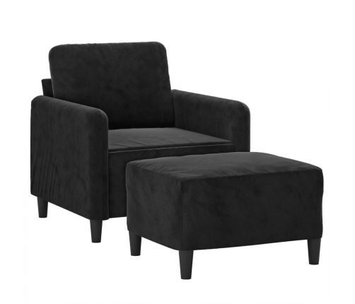 vidaXL Sillón con taburete terciopelo negro 60 cm