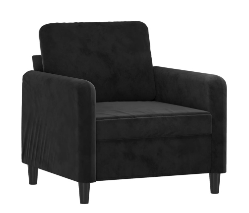 vidaXL Sillón con taburete terciopelo negro 60 cm