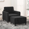 vidaXL Sillón con taburete terciopelo negro 60 cm