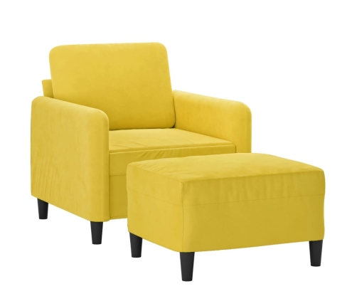 vidaXL Sillón con taburete terciopelo amarillo 60 cm