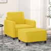 Sillón con taburete terciopelo amarillo 60 cm