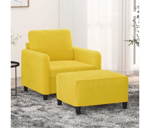 Sillón con taburete terciopelo amarillo 60 cm