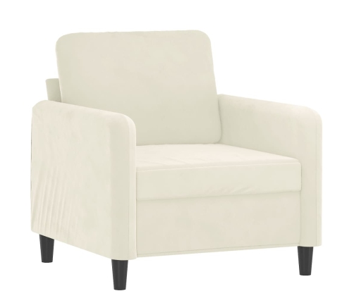 vidaXL Sillón con taburete terciopelo crema 60 cm