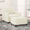 vidaXL Sillón con taburete terciopelo crema 60 cm