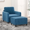 Sillón con taburete terciopelo azul 60 cm