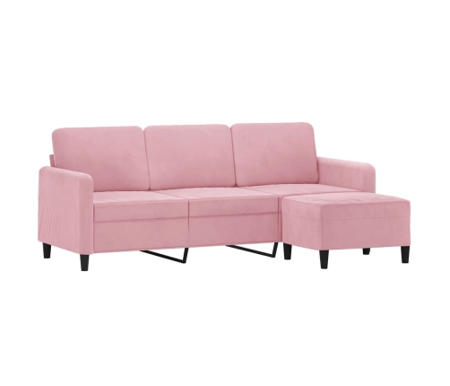 Sofá de 3 plazas con taburete de terciopelo rosa180 cm