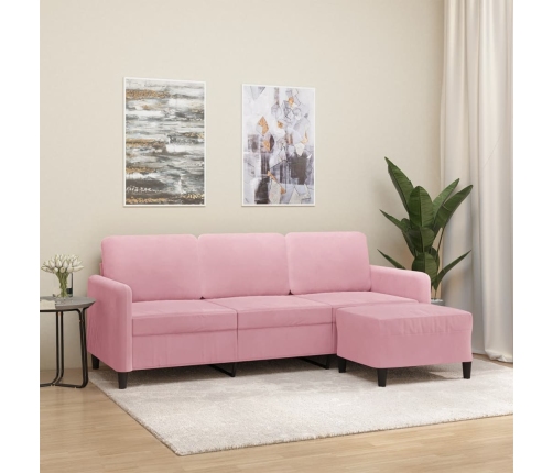 Sofá de 3 plazas con taburete de terciopelo rosa180 cm