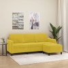 Sofá de 3 plazas con taburete terciopelo amarillo 180 cm