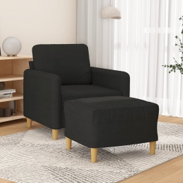 Sillón con taburete tela negro 60 cm