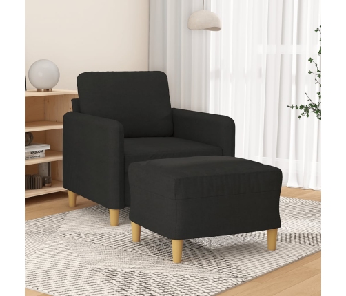 Sillón con taburete tela negro 60 cm