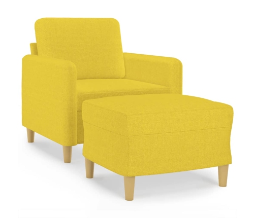 Sillón con taburete tela amarillo claro 60 cm