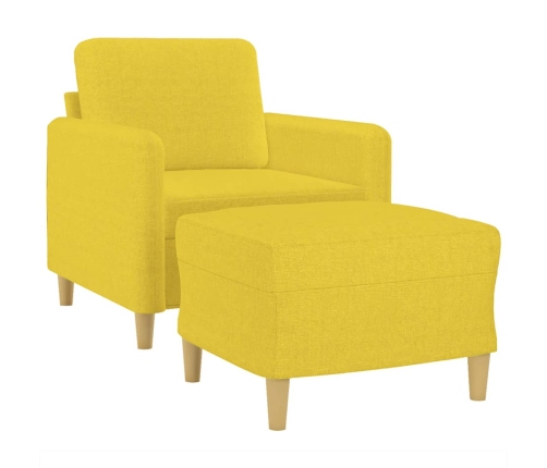 Sillón con taburete tela amarillo claro 60 cm