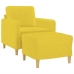 Sillón con taburete tela amarillo claro 60 cm