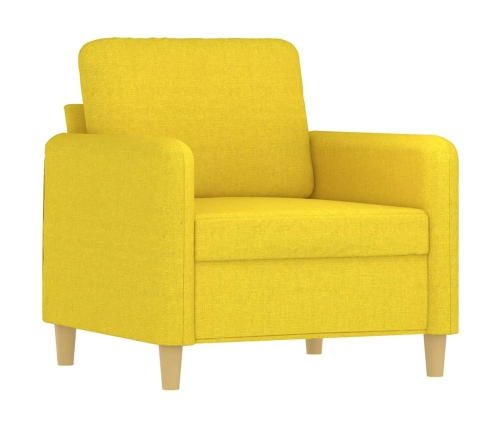 Sillón con taburete tela amarillo claro 60 cm