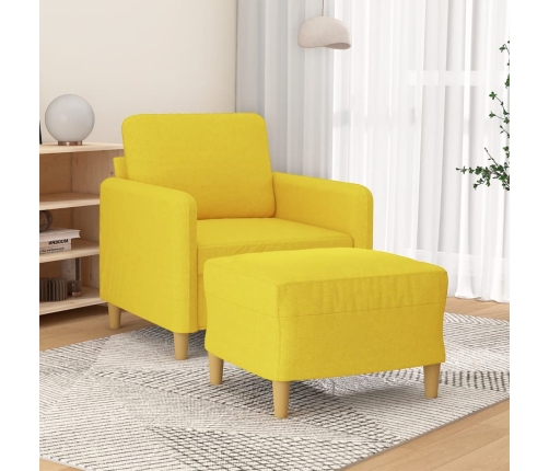 Sillón con taburete tela amarillo claro 60 cm