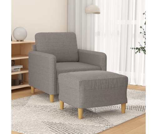 Sillón con taburete tela gris taupe 60 cm