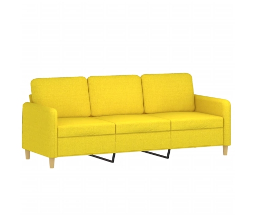 Sofá de 3 plazas con taburete de tela amarillo claro 180 cm