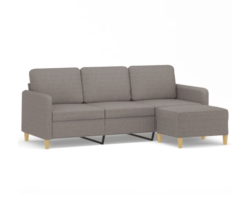 vidaXL Sofá de 3 plazas con taburete de tela gris taupe 180 cm