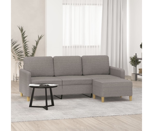 vidaXL Sofá de 3 plazas con taburete de tela gris taupe 180 cm