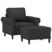 Sillón con taburete cuero sintético negro 60 cm