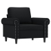 Sillón con taburete cuero sintético negro 60 cm