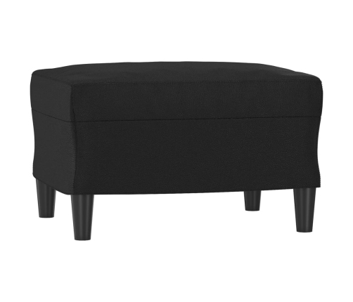 Sillón con taburete cuero sintético negro 60 cm