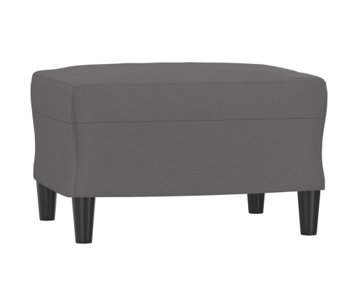 vidaXL Sillón con taburete cuero sintético gris 60 cm