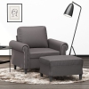 vidaXL Sillón con taburete cuero sintético gris 60 cm