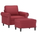 Sillón con taburete cuero sintético rojo tinto 60 cm