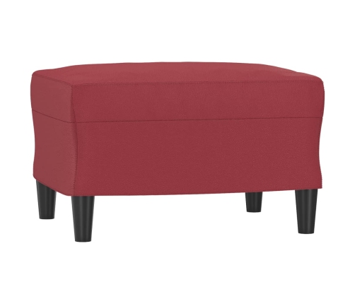 Sillón con taburete cuero sintético rojo tinto 60 cm