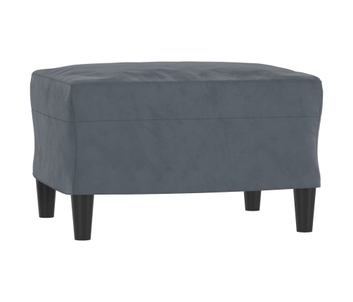 Sillón con taburete terciopelo gris oscuro 60 cm