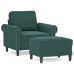 Sillón con taburete terciopelo verde oscuro 60 cm