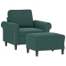 Sillón con taburete terciopelo verde oscuro 60 cm