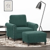 Sillón con taburete terciopelo verde oscuro 60 cm