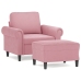 Sillón con taburete terciopelo rosa 60 cm