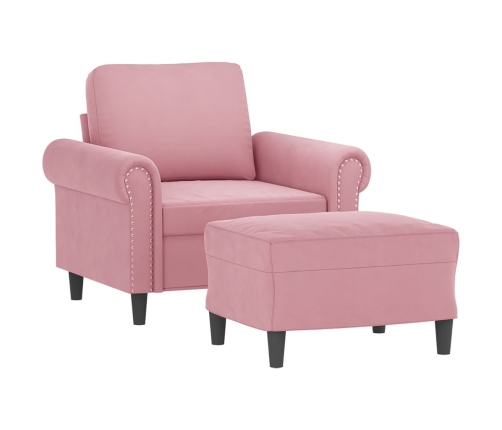 Sillón con taburete terciopelo rosa 60 cm