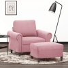 Sillón con taburete terciopelo rosa 60 cm