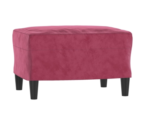 vidaXL Sillón con taburete terciopelo rojo tinto 60 cm