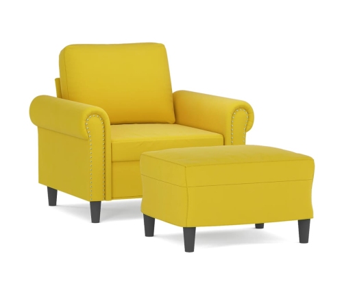 Sillón con taburete terciopelo amarillo 60 cm