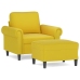 Sillón con taburete terciopelo amarillo 60 cm