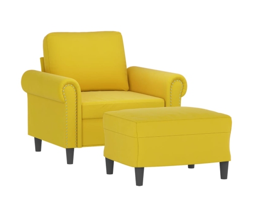 Sillón con taburete terciopelo amarillo 60 cm