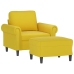 Sillón con taburete terciopelo amarillo 60 cm