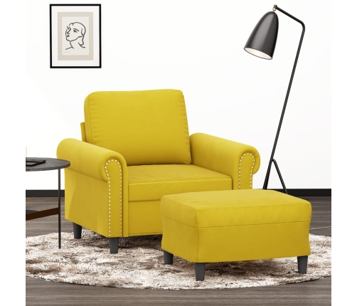 Sillón con taburete terciopelo amarillo 60 cm