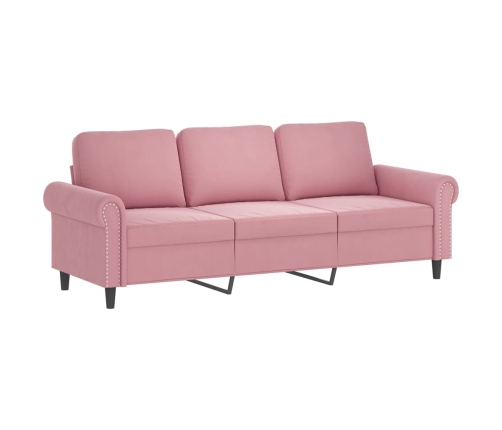 Sofá de 3 plazas con taburete de terciopelo rosa180 cm