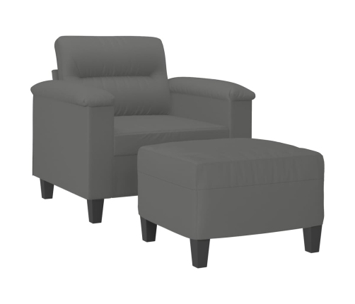 Sillón con taburete tela de microfibra gris oscuro 60 cm