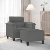 Sillón con taburete tela de microfibra gris oscuro 60 cm