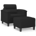 Sillón con taburete tela de microfibra negro 60 cm