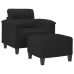 Sillón con taburete tela de microfibra negro 60 cm