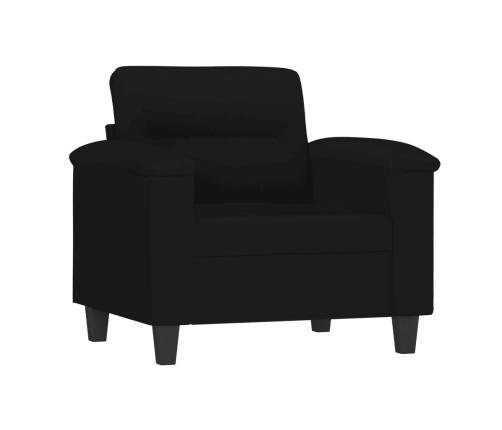 Sillón con taburete tela de microfibra negro 60 cm